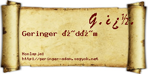 Geringer Ádám névjegykártya